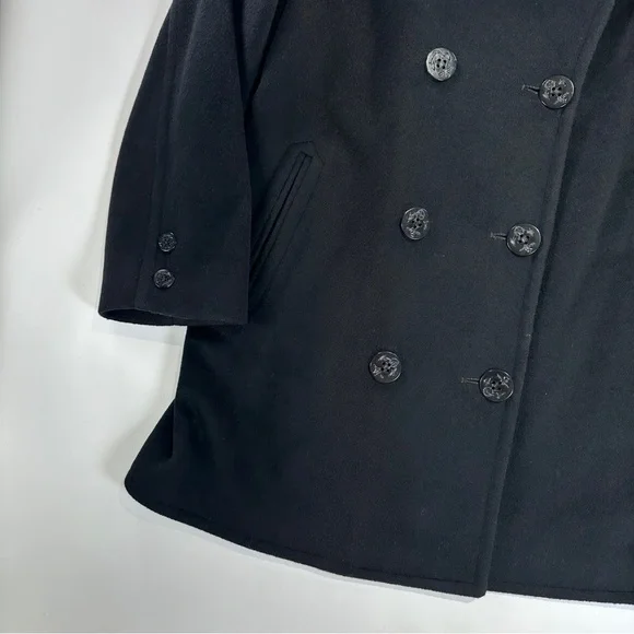 John Weitz Peacoat Wool Blend Nautical Black Vintage USA Large - Picture 3 of 13